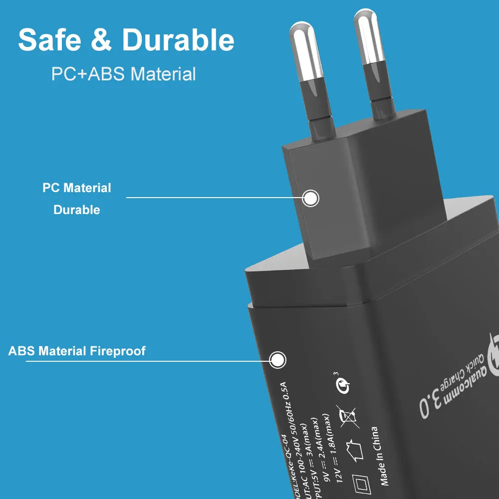 Быстрая зарядка 3 0 4 порта USB зарядное устройство ЕС мобильный телефон адаптер для