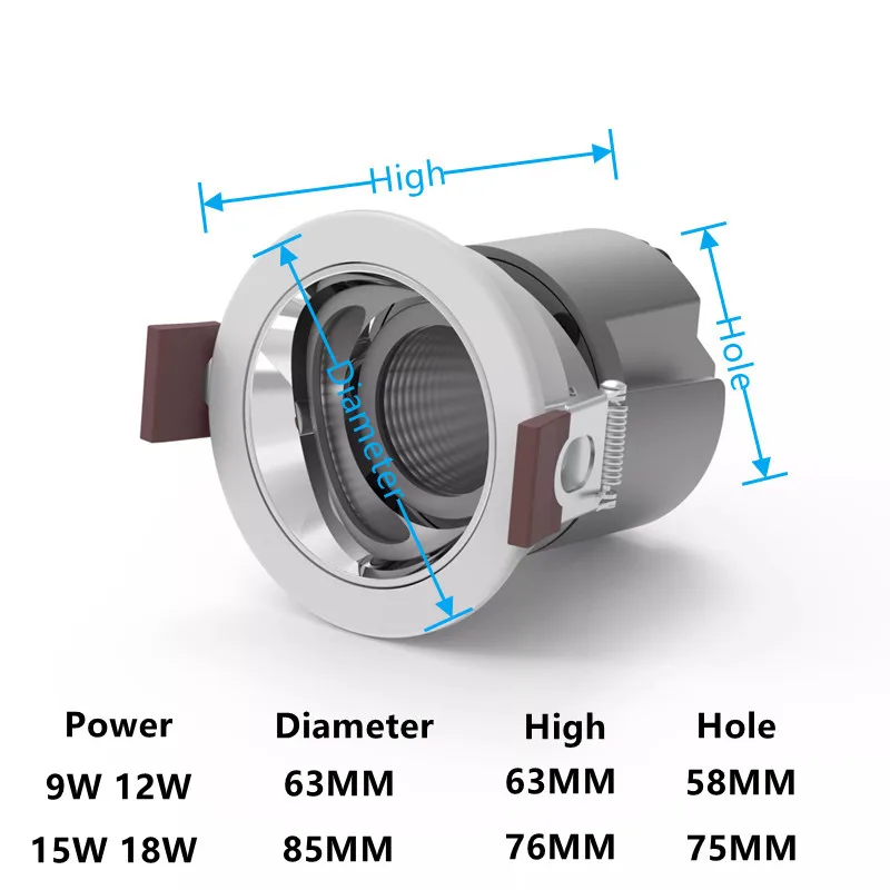 Сотовая связь сети с антибликовым покрытием светодиодные светильники 15 Вт 18 CREE COB