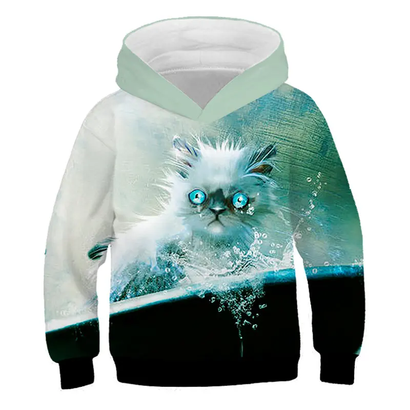 New Anime children Cute Cat 3D Print Hoodie Boys girls Cartoon Sweatshirt Harajuku streetwear Clothing Sweats Tops hoodies | Мужская