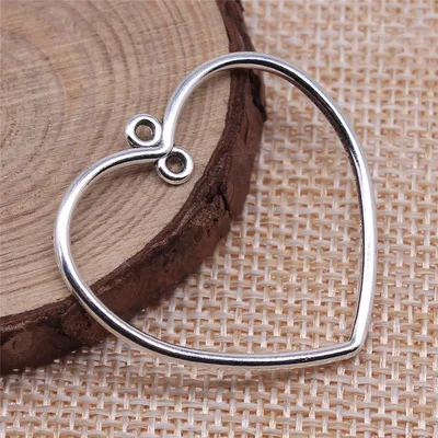 

10pcs 32x35mm Antique Silver Color Hollow Heart Connector Charms Pendant For Jewelry Making DIY Jewelry Findings