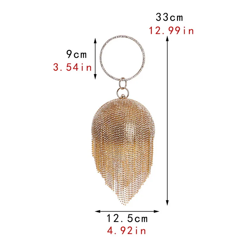 Дизайнерские Стразы с бахромой и бриллиантами вечерние сумки круглой ручкой