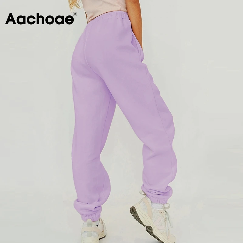 Женские однотонные повседневные хлопковые спортивные брюки Aachoae длинные с