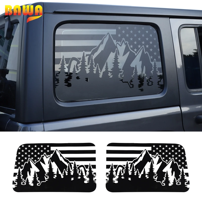 

Автомобильные наклейки BAWA для Jeep Wrangler JL, 4 двери, задняя фотография, интерьерные аксессуары для Jeep Wrangler JL 2018-2021