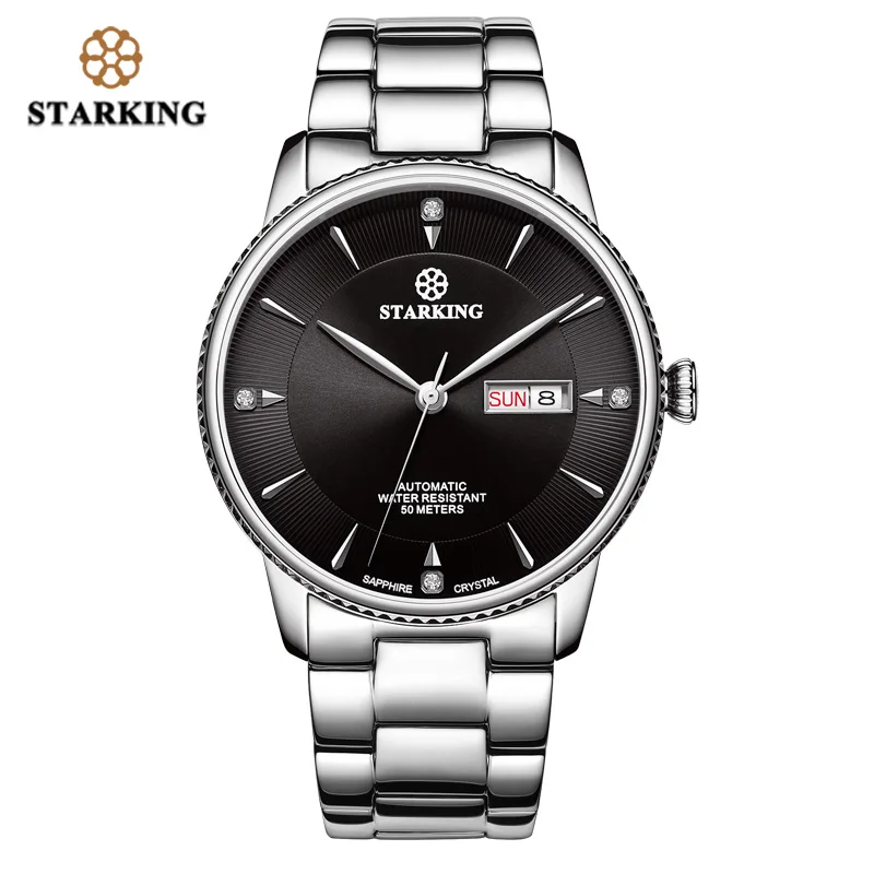 AM0270SS12 STARKING бизнес часы для мужчин Япония движение Авто Дата мужские часы сапфир нержавеющая сталь Водонепроницаемый 50 м relogio masculino AM0270 - Цвет: AM0270SS12