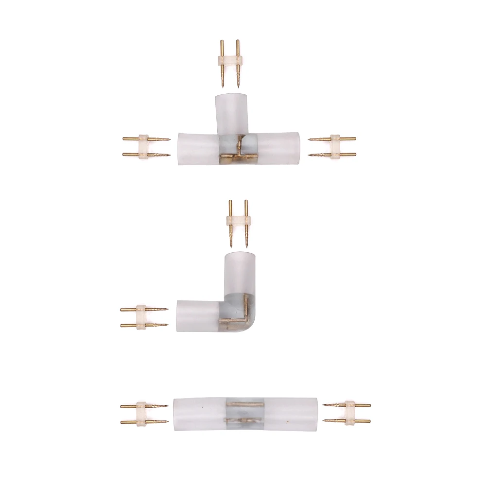 5pcs 2PIN T L I Shape Corner Connector Led Light Middle for 14mm Round Tube Neon with 10pcs 2pin 6mm pin | Освещение