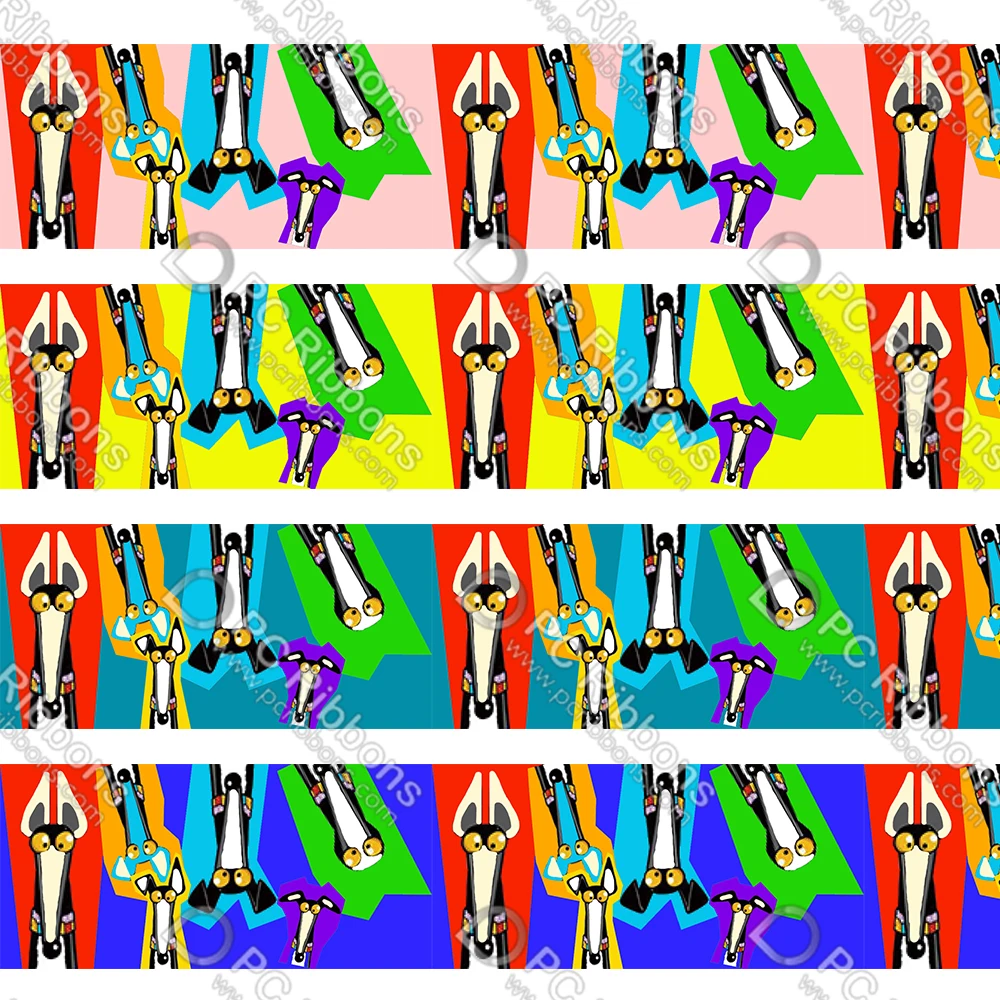 

16-75 мм мультяшная корсажная лента из полиэстера с принтом «Greyhound & Dog», 50 ярдов, для упаковки подарков, бантов «сделай сам», ленты для свадебных подарков