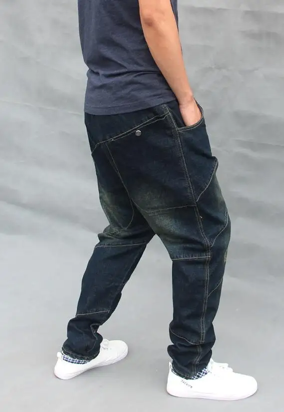 Cross-Pants Men's Loose Tapered Feet Harem Pants Loose Jeans Denim Harem Jeans Ripped Jeans Size 28-40