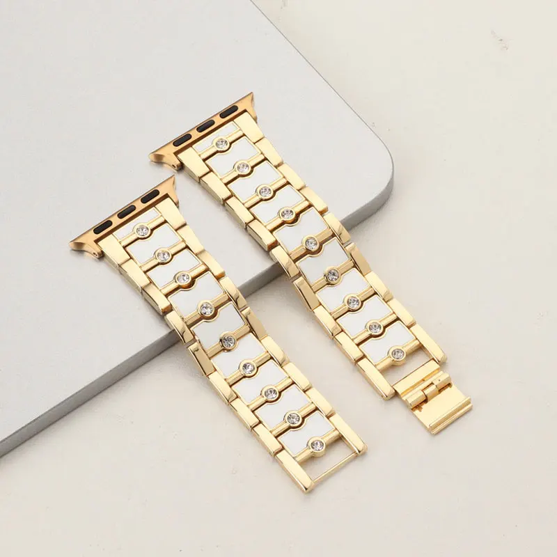

For Apple Watch Band Series 6 5 4 3 2 1 Women Diamond Band Strap for iWatch 6 44MM 40MM 42MM 38MM Stainless Steel Bracelet