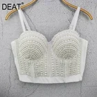 DEATНовинка 2022 года; Сезон лето; Модная пикантная обувь с вырезом лодочкой и открытой спиной; Однотонные стразы; Ажурные жемчужные бусинки; Тонкий короткий жилет для женщин; SB680