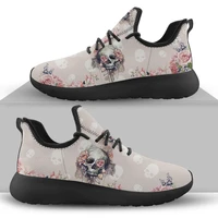 elvisword drop shipping 2020 casual sneakers flats women skull style pink fashion ladies lace up comfortable walking shoes woman