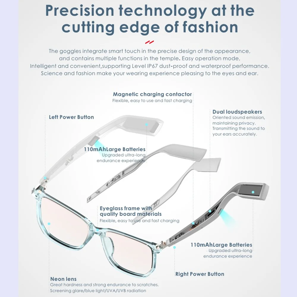 구매 블루투스 5.0, 인공 지능과 방수 편광 지능형 선글라스와 지능형 비디오 게임 안경
