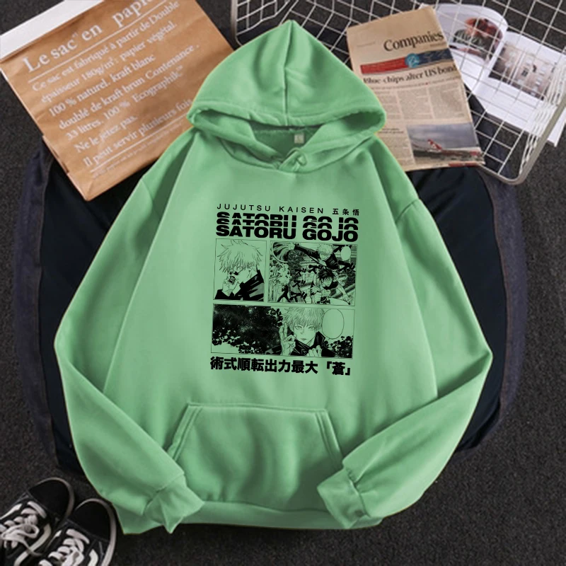 

Jujutsu Kaisen Comics Gojou Satoru Print Hoodies Japan Harajuku Style Clothing Winter Casual Unisex Hoody Cartoons Streetwear
