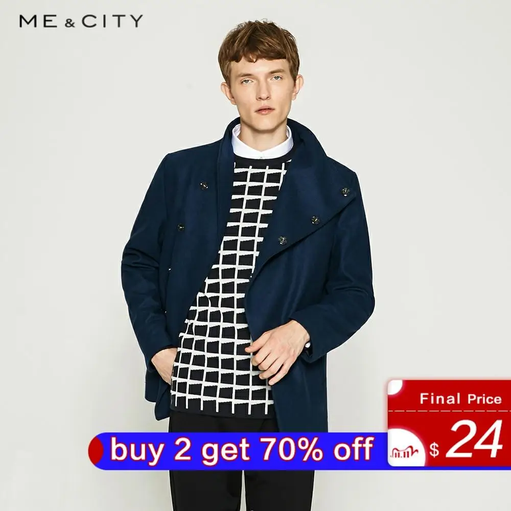 Me & City Зимняя шерстяная куртка для мужчин высококачественное шерстяное пальто