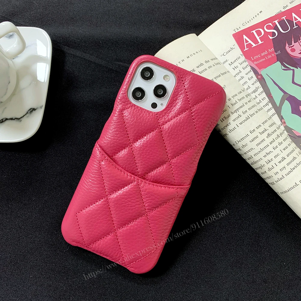 for iphone 13 12 11 pro xs max x xr plus luxury brand genuine leather card pocket case top quality phone cover accessory bag free global shipping