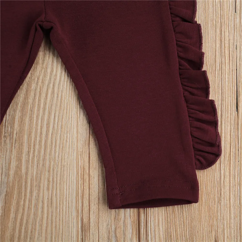 

2021 Baby Solid Color Clothes Set Girls Long Sleeve O-neck Pullover Pants Bow-knot Headband Ruffles Outfits 2pcs Clothing