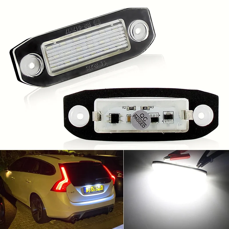 

2Pcs No Error White LED Number License Plate Light Lamp Car Accessories For Volov S60 V60 S80 V70 V50 XC60 XC90 XC70 S40 C30 C70