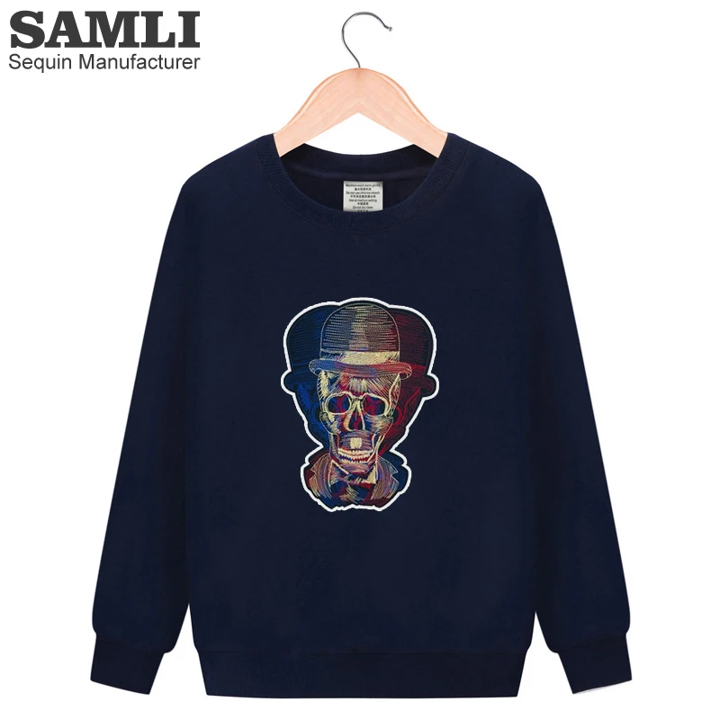 

Punk Style Skulls Pattern Sweatshirts Men O-Neck Long-Sleeve Pullovers Tops 2021 New Autumn 100% Cotton Sweatshirts Boys