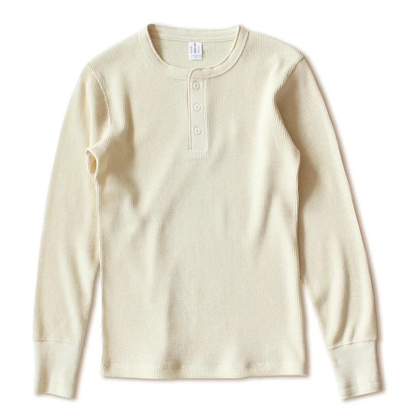

Heavy American Retro Cotton Henry Lead Long-sleeved T-shirt Men's Cotton Slim Bottom