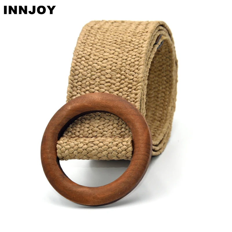 2020 высококачественный льняной плетеный эластичный широкий пояс с деревянной