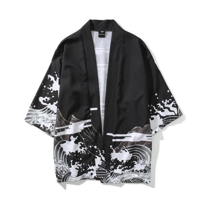 Мужской костюм самурая одежда кимоно куртка Мужские yukata haori японские кардиган