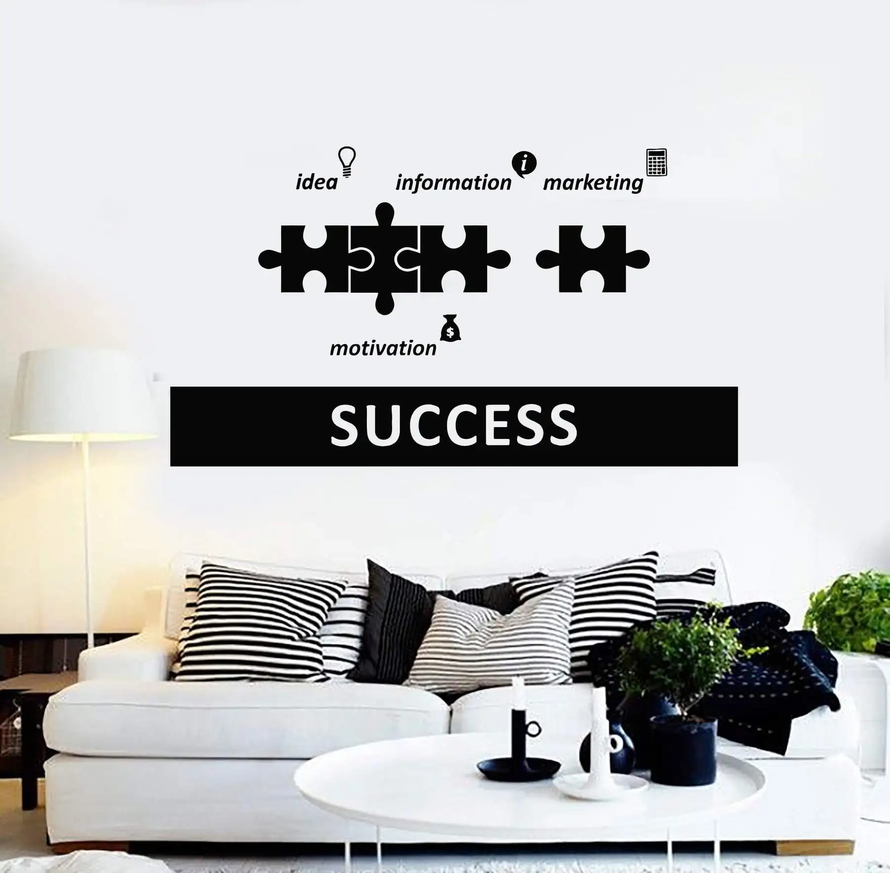 

Vinyl office wall sticker success puzzle office decoration stickers home decoration office area wall fashion art decoration bg30