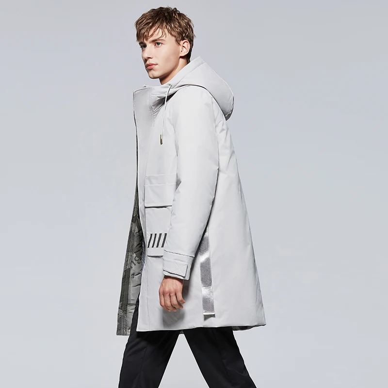 Winter down jacket new men's medium length jacket with extra thickness and warmth popular logo white duck down 90% down coat