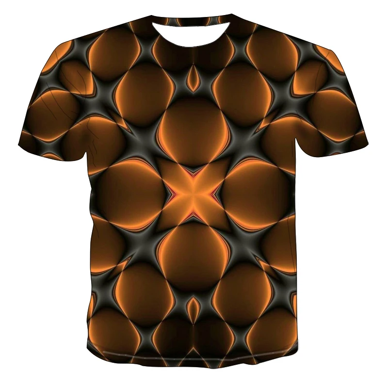 

Summer 2021 Cool T-shirt 3D Cool Wind Male Psychosis Male T-shirt Printed T-shirt Checked Tunnel Print Exaggerated T-shirt