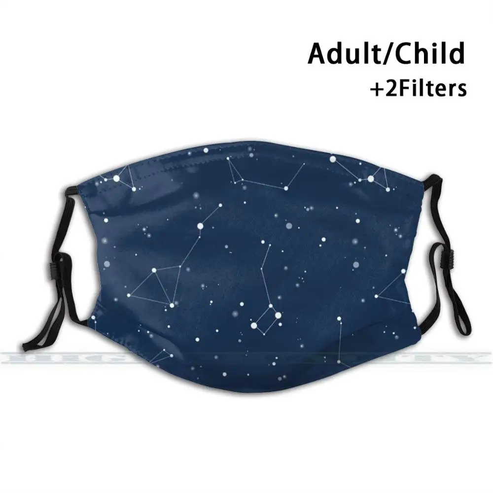 

Navy Night Sky Fashion Print Reusable Funny Pm2.5 Filter Mouth Face Mask Night Sky Stars Astronomy Astrology Star