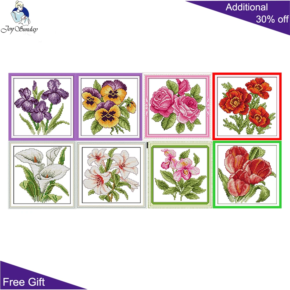 

Набор для вышивки крестиком Joy Sunday, цветок счастья H448 H450 H451 H452 H453 H454 H455 14CT 11CT