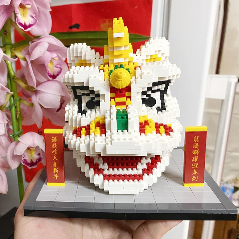 

Balody 16157 China Spring Festival Lion Dance Animal 3D Model DIY Mini Diamond Blocks Bricks Building Toy for Children no Box