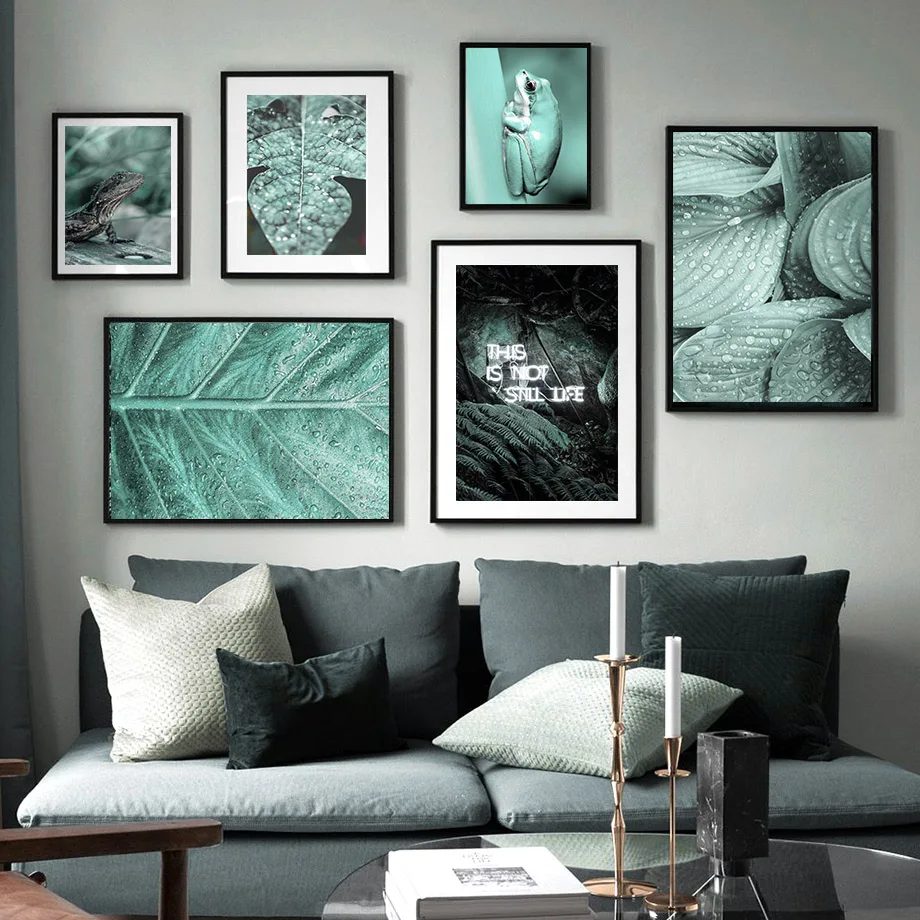 

Tropical Plant Water Drop Frog Lizard Wall Art Canvas Painting Nordic Posters And Prints Wall Pictures For Living Room Decor