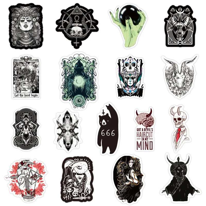 

10/30/50PCS Gothic Horror Demon Skull Black and White Graffiti Car Laptop Helmet Guitar Waterproof Sticker Decoration Wholesale