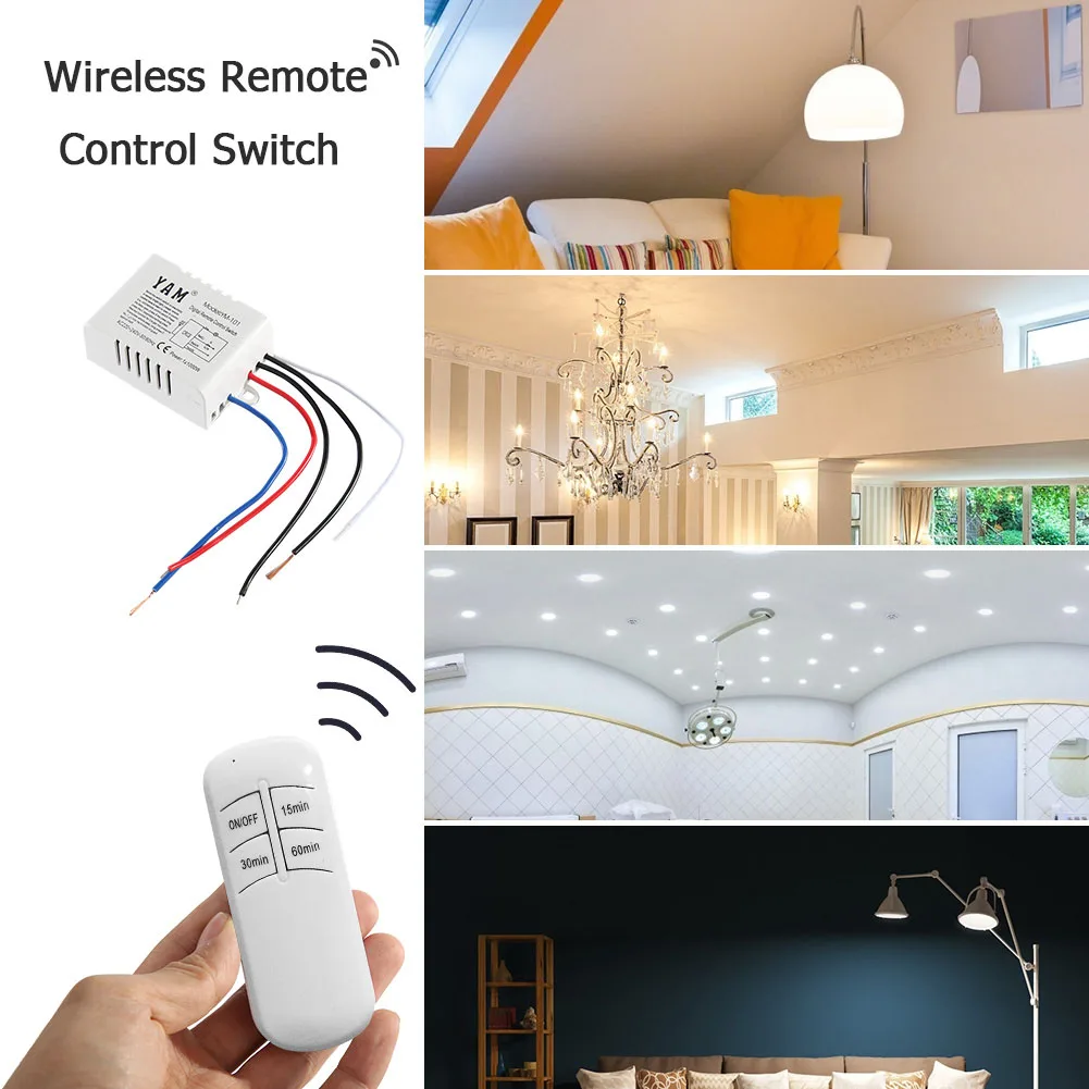 

Wireless ON/OFF Lamp Remote Control 15 30 60 Minute Timer Switch Transmitter + Receiver for UVC Sterilizer Table Desk Light