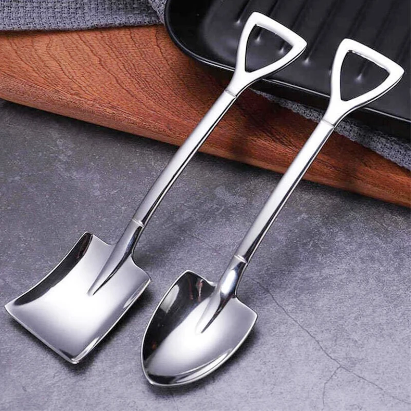 

creative retro shovel coffee spoon stainless steel dessert spoon watermelon spoon ice cream spoon tip shovel
