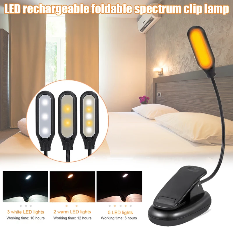 

New 5 LEDs Book Light Easy Clips On Eye-Care Reading Lights for Reading Travel DOM668