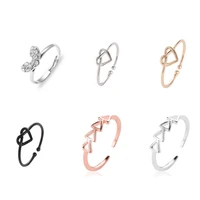 fashion heart knot open adjustable finger ring metal triangle ring shining rhinestone women wedding rings jewelry gift