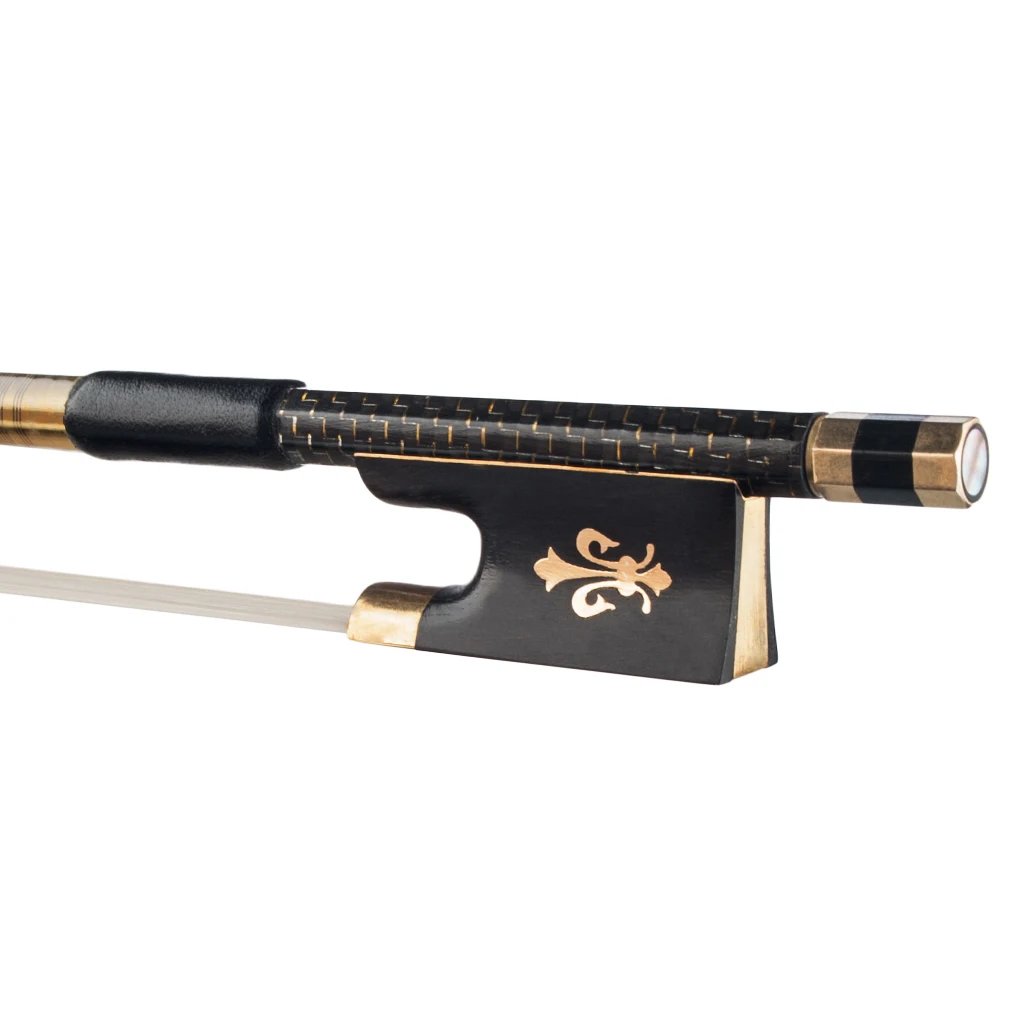 NAOMI Master Braided Carbon Fiber Bow 4/4 Violin Bow With Ebony Fleur-de-Lis Frog White Horsehair Performance Level