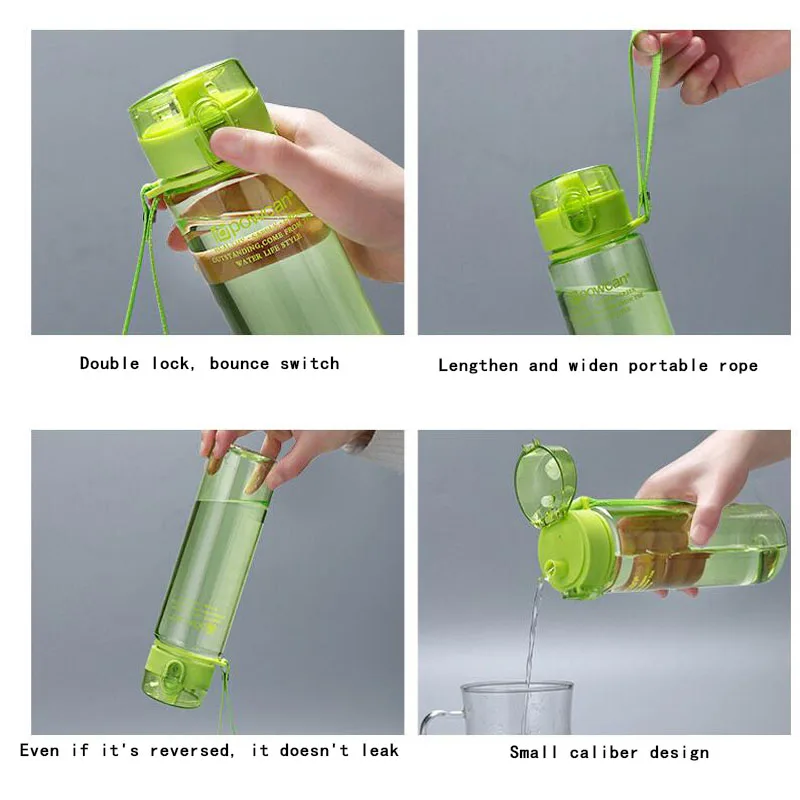 Портативные спортивные бутылки для воды 560 мл герметичные походные с эффектом