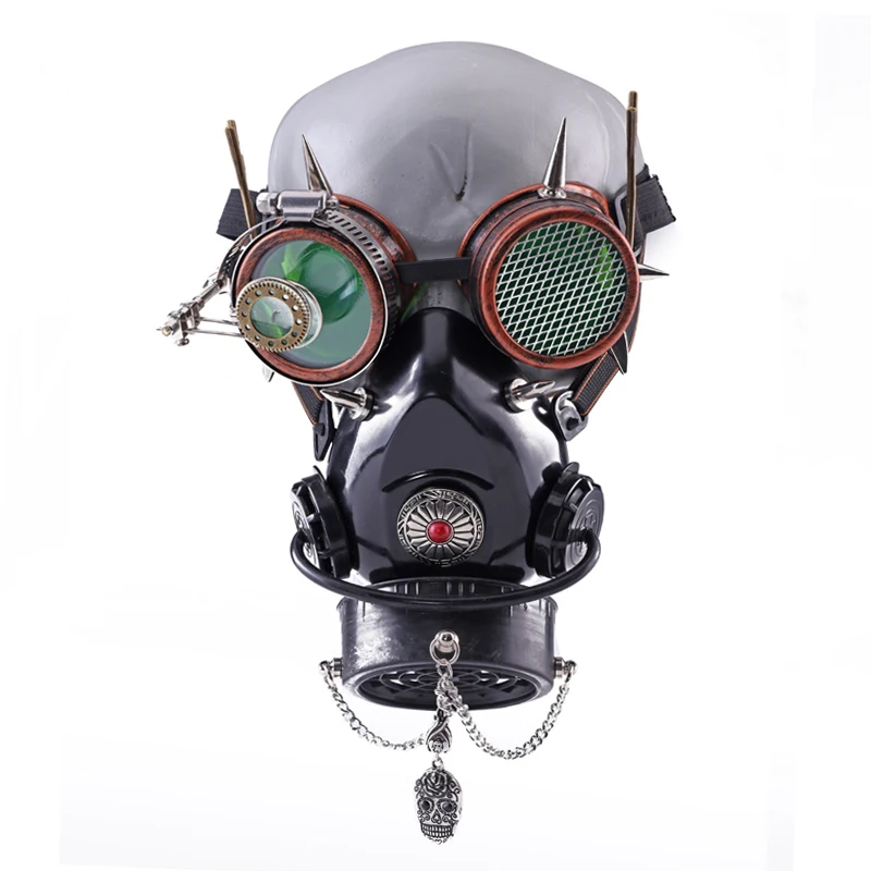 

Halloween Steampunk Mask Goggles Set Anime Cosplay Fashion Popular Antlers Glasses Retro Masks With Skull Chain Carnival Party