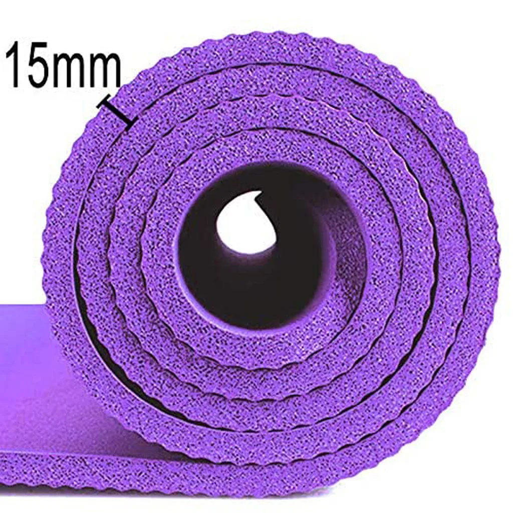 

Quality NBR 15mm Yoga Mat with Carry Handle 15mm Thick Non Slip Gym Exercise Fitness Pilates Beginners Non-slip Yoga Mats New #E