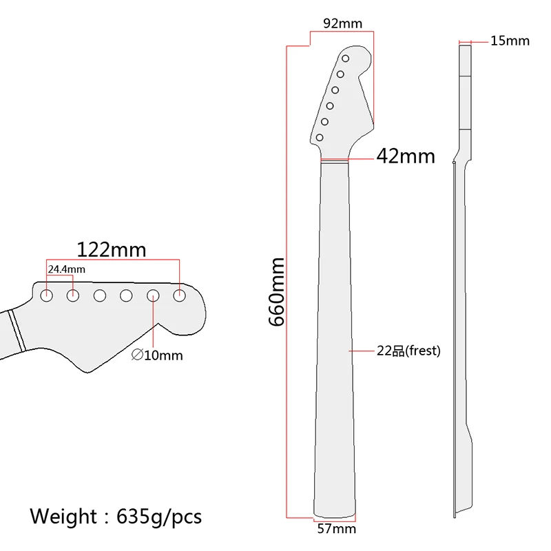 

Electric Guitar Neck 22 Fret Wooden Smooth Musical Instrument Replacement Accessories &T8