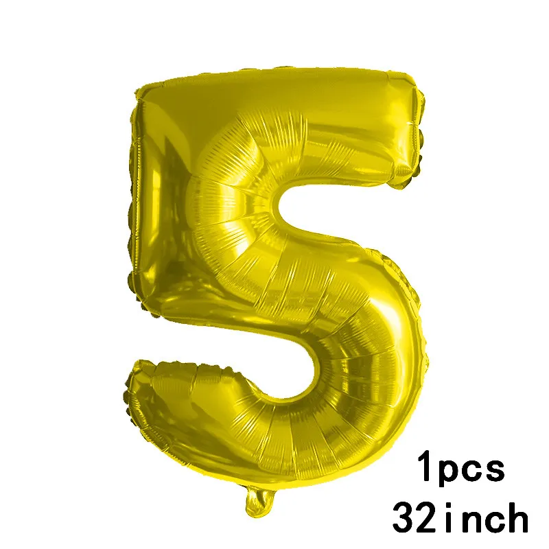 32inch 5 Металлические латексные шары золотого и серебряного цвета, 18, 20, 30, 40, 50, 60 лет, вечерние шары с цифрами на день рождения, юбилей, подарок для взрослых - Цвет: 32inch 5
