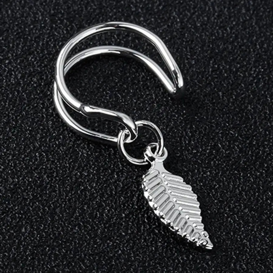 L Silver 1 шт., панк, стальная клипса для ушей, кисточка, цепочка, серьги, крест, подвески, Кафф для ушей, хип-хоп, для женщин, мужчин, серьги, ювелирное изделие, черный, серебряный цвет - Окраска металла: L Silver