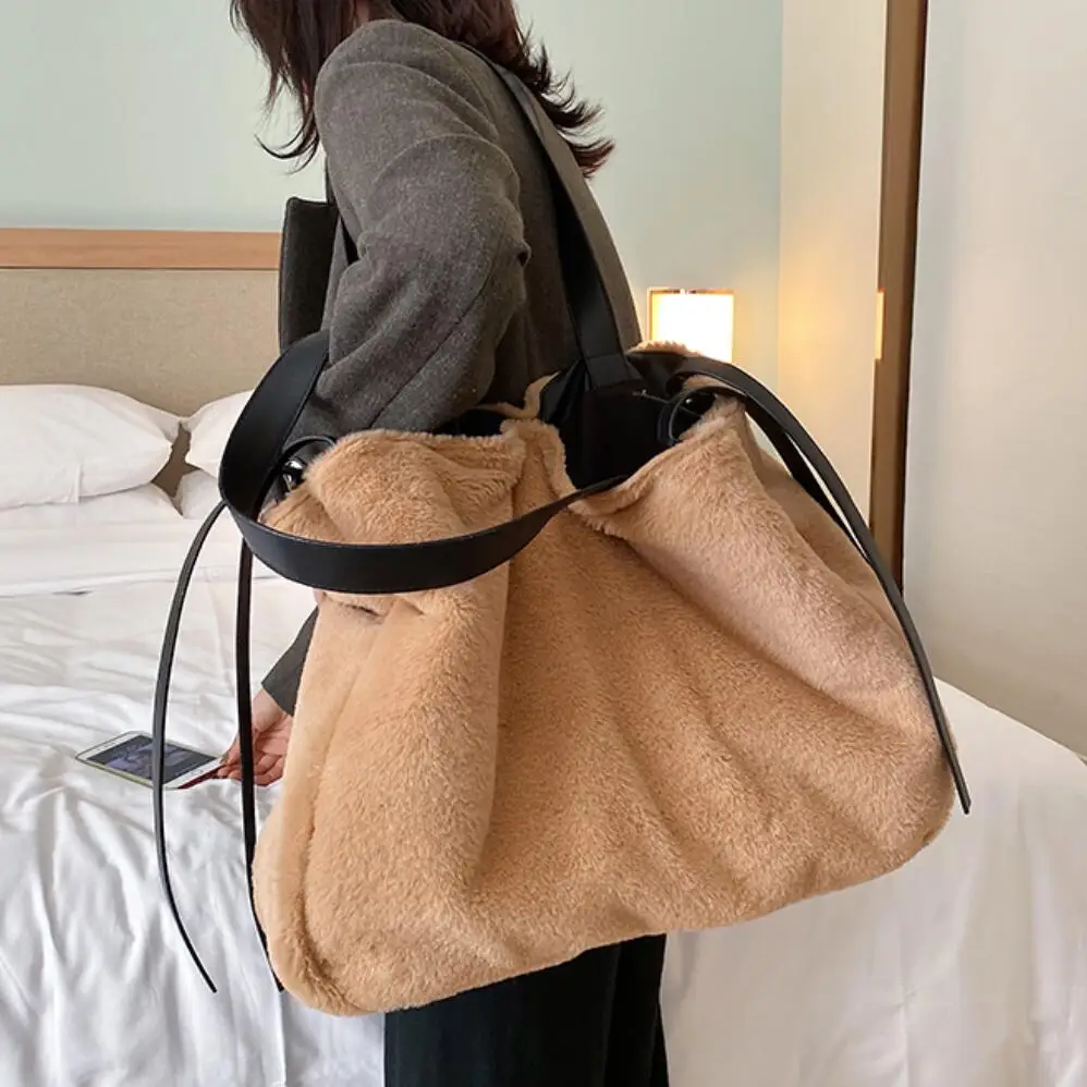 Элегантная женская большая сумка 2019 зимняя новая качественная мягкая плюшевая