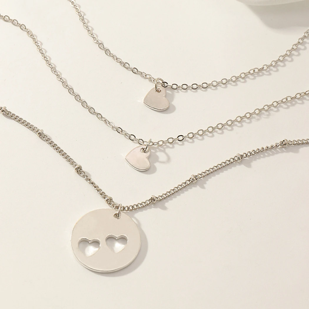 

Women Multilayer Necklace Heart Elegant Clavicle Necklace Pendant Chain Necklace Women Girls Jewelry Accessories