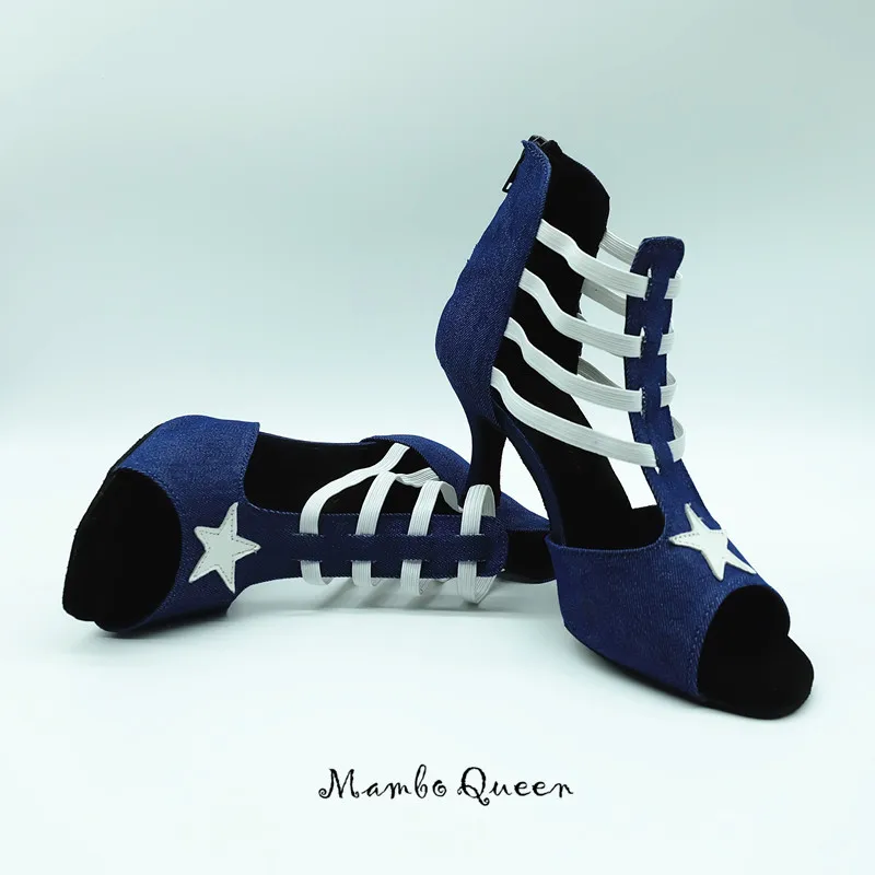 Туфли женские для латиноамериканских танцев сальсы бальных джинсы с мягкой