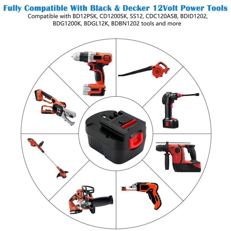 Аккумулятор для Black & Decker A1712 FS120B FSB12 HPB12 A12 NI-CD A12EX L50 12 В 9800 мАч | Электроника