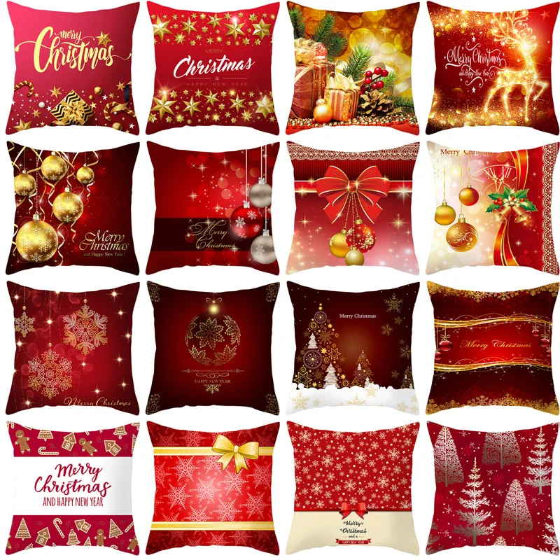 

Decorative Christmas Cushion Cover Red Home Decor Sofa Pillow Case Cover Seat Car Throw Pillowcase Christmas Decoration For Home