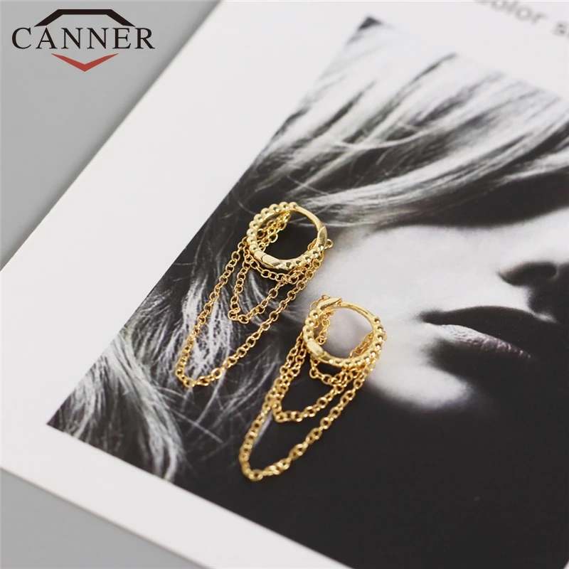 Женские многослойные серьги кольца из стерлингового серебра 925 пробы с