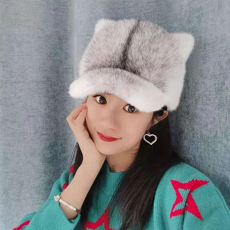 Новая зимняя шапка для конного спорта с ушками демона Женская Бейсболка уши